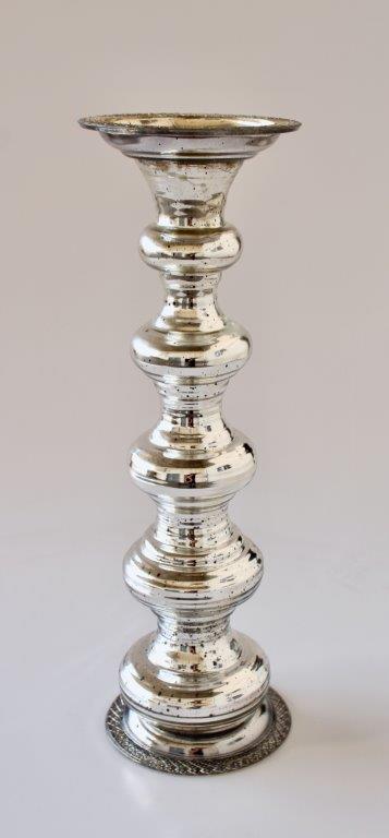 Extra Large Silver Glass Candle Holder